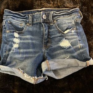 American Eagle Super Stretch Distressed Denim Shorts | Size 0 | Cuffed Hem